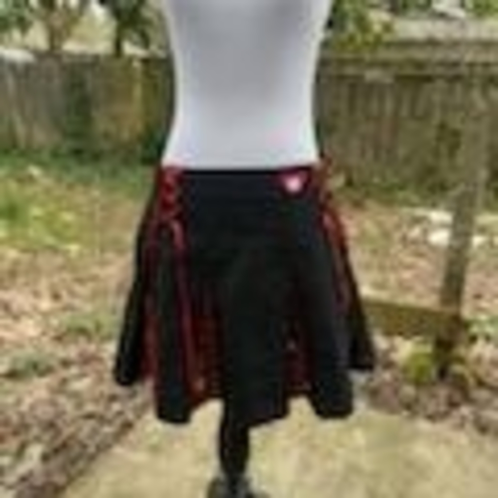 Black and Red Pleated Skirt
